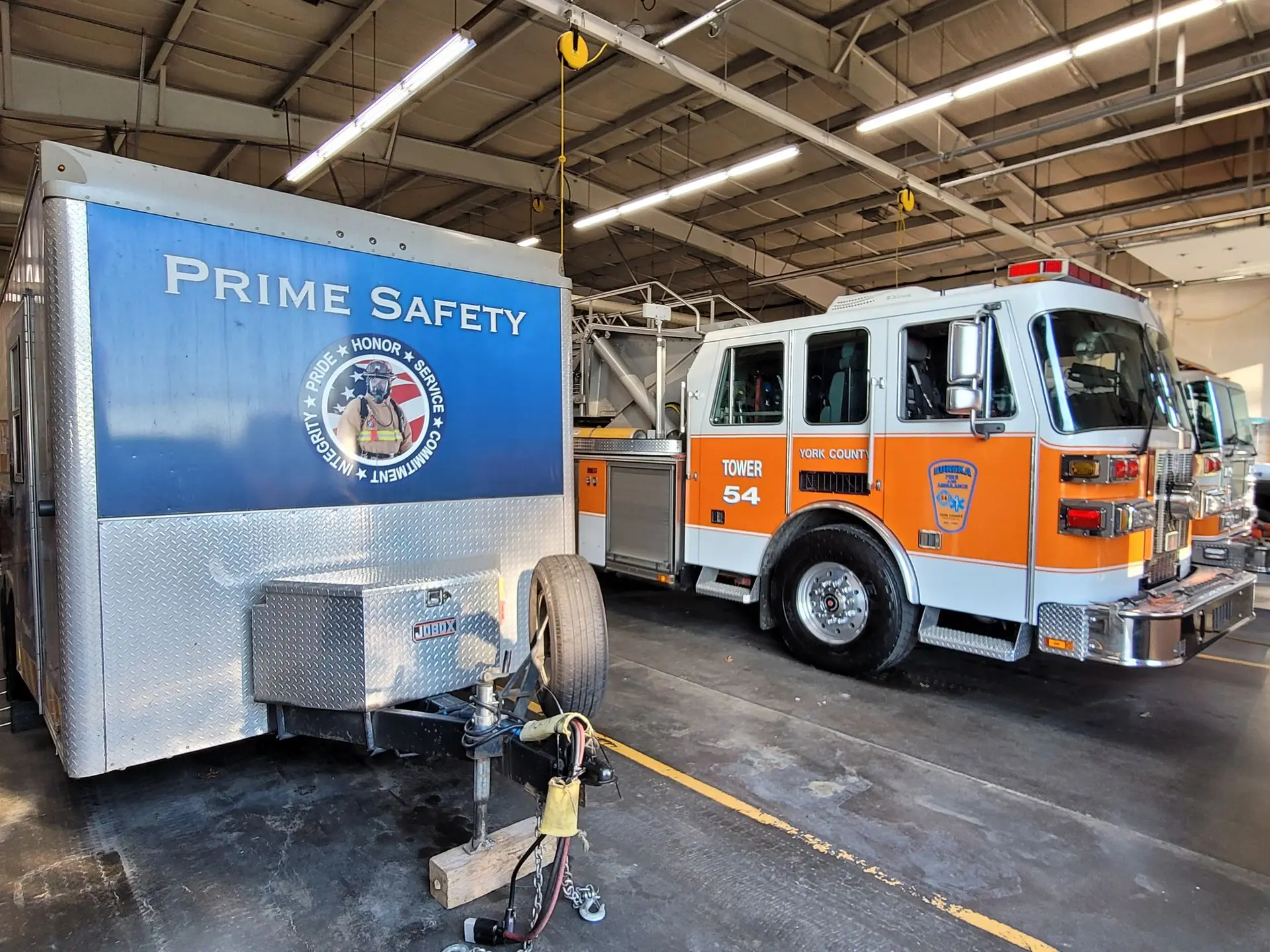 Prime Safety service trailer inside Eureka Fire and Ambulance York County PA