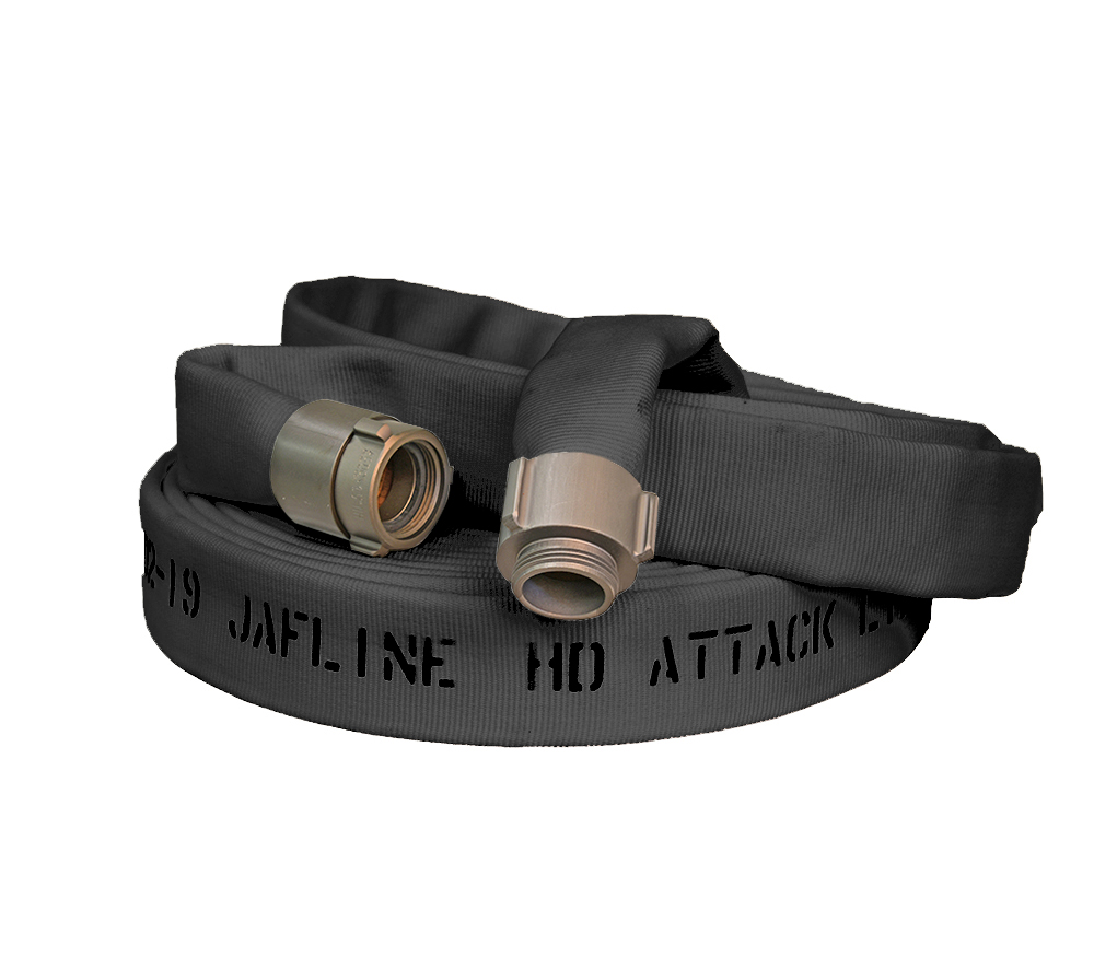 [HD150L025-NH150] Kuriyama Jafline HD All Polyester Double-Jacket Fire Hoses with EPDM Rubber Lining (1 1/2", Black, 25', NH/NST)