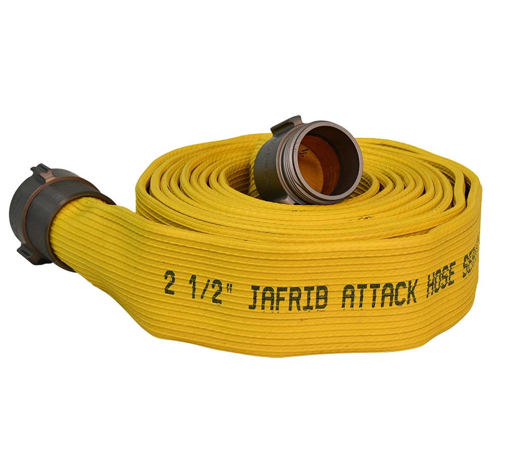 [JR100Y025-NH100] Kuriyama Armtex Jafrib Reinforced Extruded Rubber Lay Flat Fire Hose (1", Yellow, 25', NH/NST)
