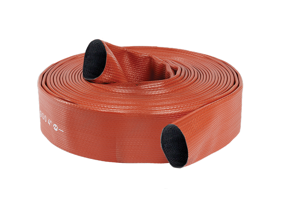 [50H15RR-25] Kuriyama Armtex Jafrib Reinforced Extruded Rubber Lay Flat Fire Hose - Bulk Hose Lengths (Uncoupled) (1 1/2", Red, 25')